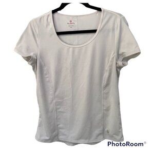 TALBOTS white active gear T-shirt, LP, side zip pocket, round neck short sleeves